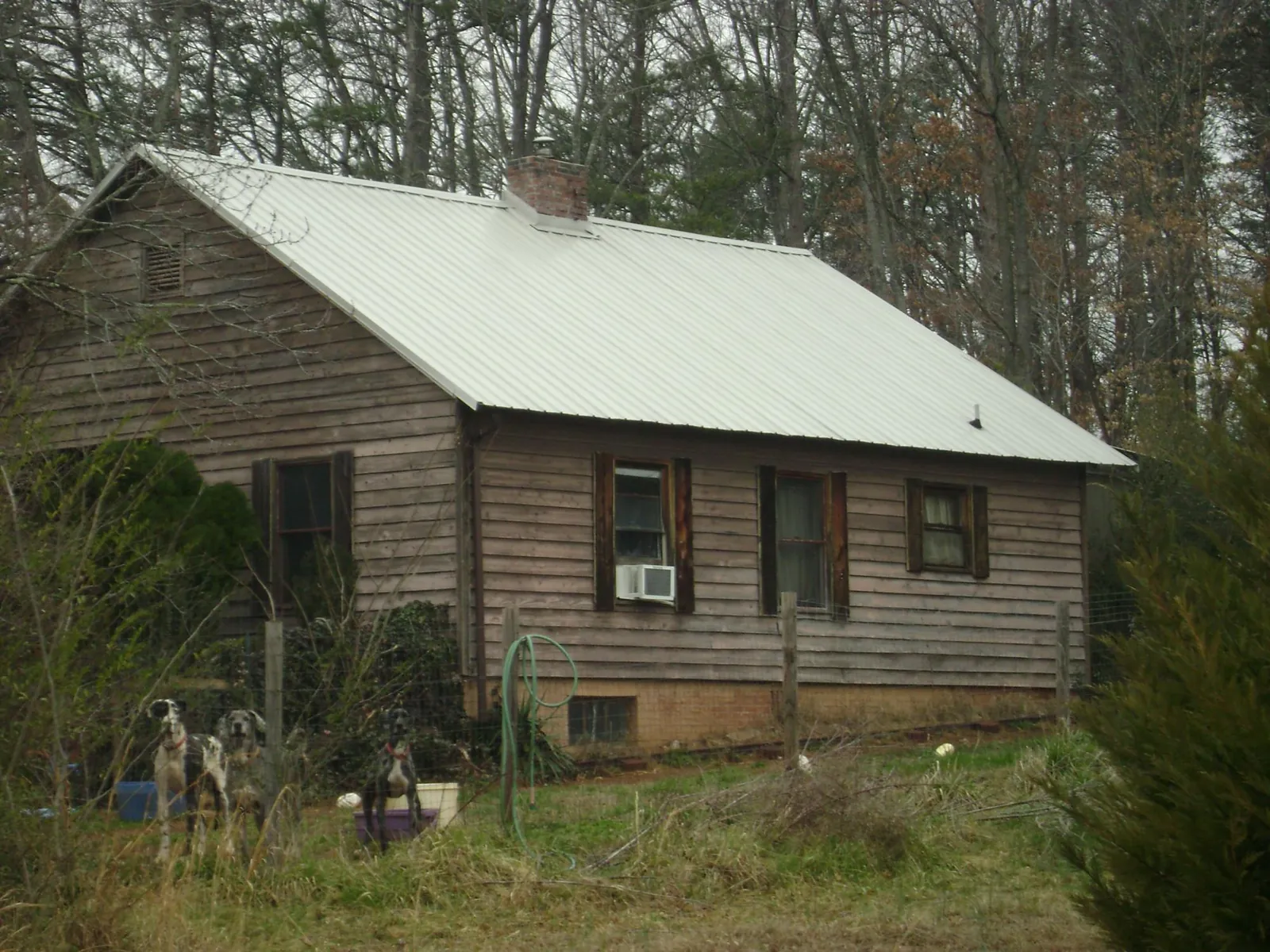 White metal roof on an old wood sided farmhouse, from a Asphalt Shingle Roof Repair job in Locust Gap